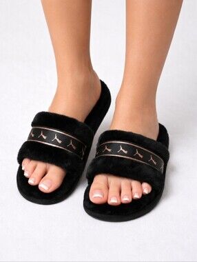 PUMA Fluff Remix Women's Slipper Slide Slip On Black and Bronze